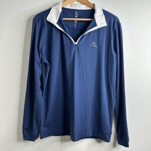 Rhoback Pullover Mens Medium Blue White Quarter Zip Performance Golf Athletic
